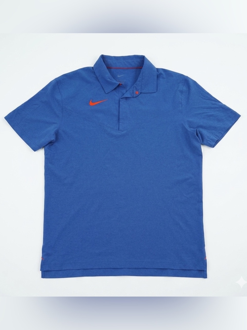 Nike Men's Polo Shirt in Blue with Red Swoosh